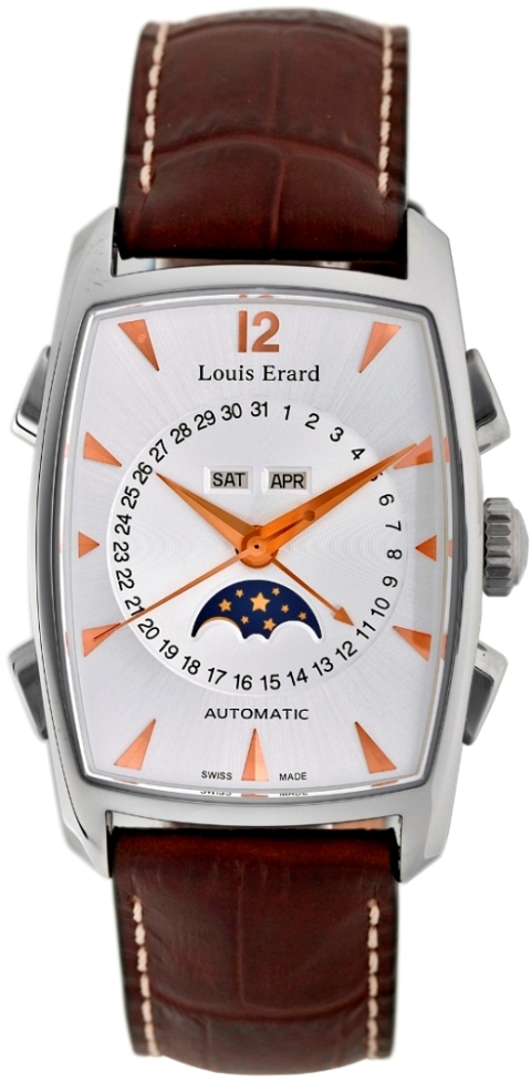 Louis Erard Mens 44211AA01.BDC52 1931 Moonphase Silver Dial Watch
